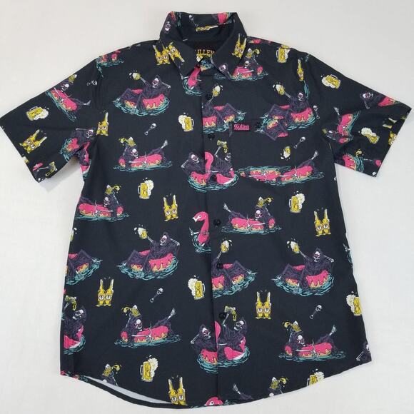 Sullen Other - Sullen Art Co Shirt Mens Small Black Poolside Essentials Reaper Beer Button Up